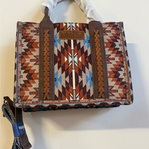 Wrangler Aztec Crossbody Bag in Brown, Blue & Cream